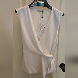 NEW Alice + Olivia Cream Wrap Blouse